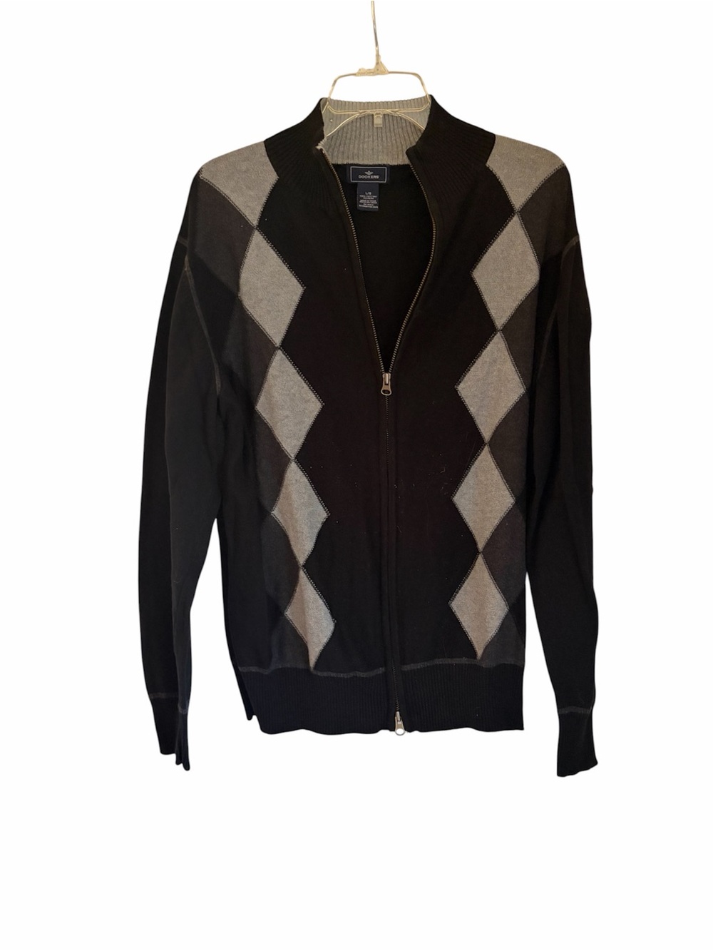 Dockers Men’s Full‑Zip Argyle Sweater L